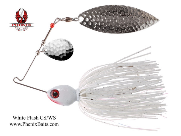 Phenix Pro-Series Spinnerbait - White Flash with Colorado Silver and Willow Silver Blades