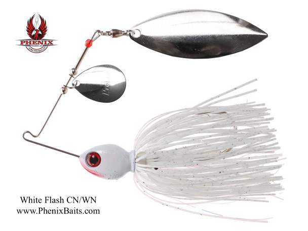 Phenix Pro-Series Spinnerbait - White Flash with Colorado Nickel and Willow Nickel Blades