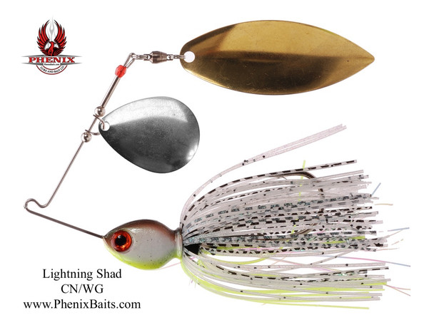 Phenix Pro-Series Spinnerbait - Lightning Shad with Colorado Nickel and Willow Gold Blades