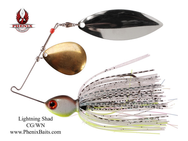 Phenix Pro-Series Spinnerbait - Lightning Shad with Colorado Gold and Willow Nickel Blades
