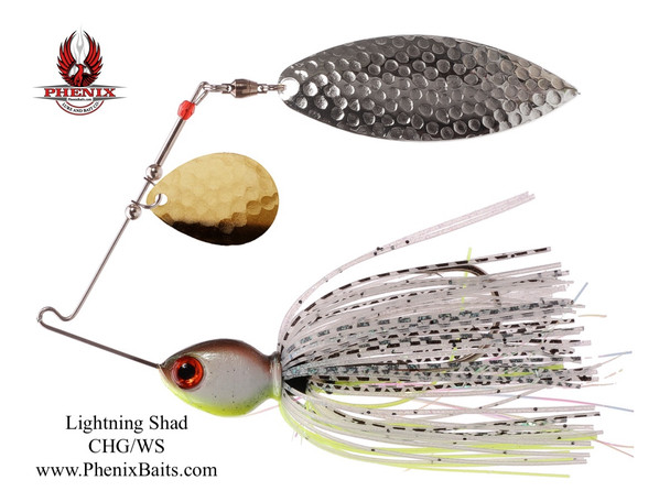 Phenix Pro-Series Spinnerbait - Lightning Shad with Colorado Hammered Gold and Willow Silver Blades