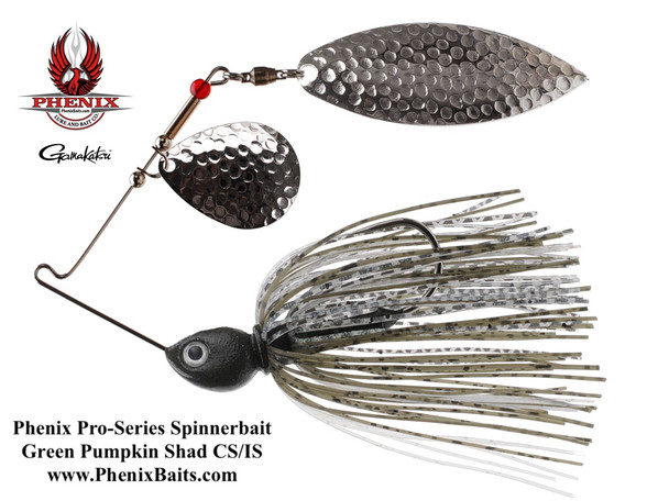 Phenix Pro-Series Spinnerbait - Green Pumpkin Shad with Colorado Silver and Willow Silver Blades