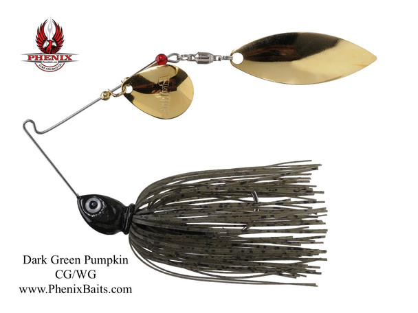 Phenix Pro-Series Spinnerbait - Dark Green Pumpkin with Colorado Gold and Willow Gold Blades