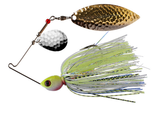 Phenix Pro-Series Spinnerbait - Chartreuse Shad with Colorado Silver and Willow Hammered Gold Blades