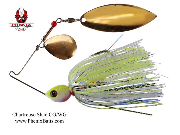 Phenix Pro-Series Spinnerbait - Chartreuse Shad with Colorado Gold and Willow Gold Blades
