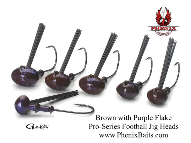 Pro-Series Football Jig Heads - Brown with Purple Flake (3-Pack)