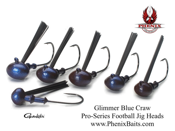 Pro-Series Football Jig Heads - Glimmer Blue Craw (3-Pack)