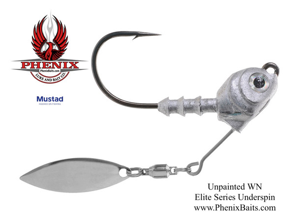 Phenix Elite Series Underspin Jig Head - Unpainted with Willow Nickel Blade