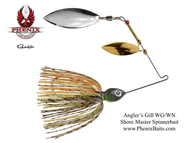 Shore Master Spinnerbait - Angler's Gill with Willow Gold Willow Nickel Blades