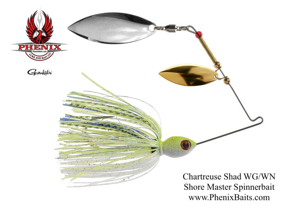 Shore Master Spinnerbait - Chartreuse Shad with Willow Gold and Willow Nickel Blades