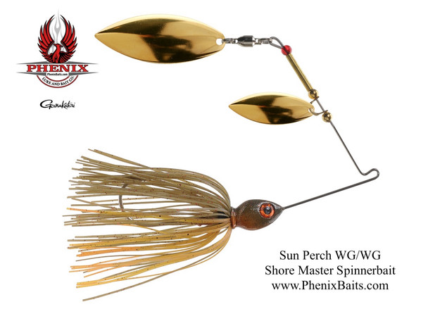 Shore Master Spinnerbait - Sun Perch with Double Willow Gold Blades (Lake Fork Special)