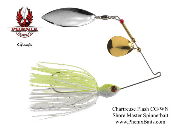 Phenix Shore Master Spinnerbait - Chartreuse Flash with Colorado Gold and Willow Nickel Blades