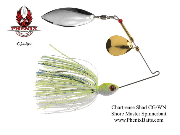 Phenix Shore Master Spinnerbait - Chartreuse Shad with Colorado Gold and Willow Nickel Blades
