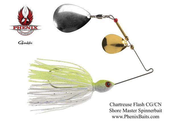 Phenix Shore Master Spinnerbait - Chartreuse Flash with Colorado Gold and Colorado Nickel Blades