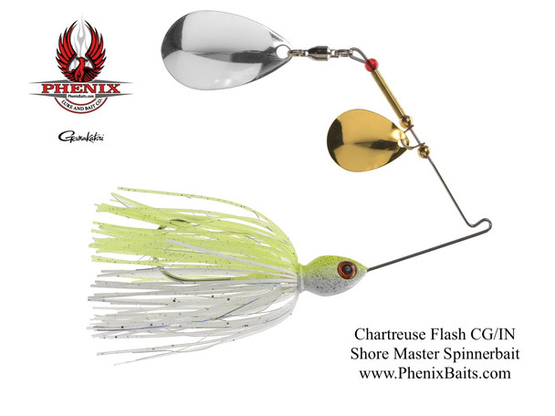 Shore Master Spinnerbait - Chartreuse Flash with Colorado Gold and Indian Nickel Blades