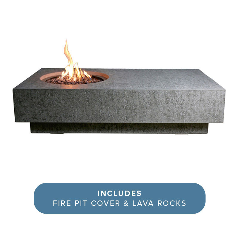 Elementi Metropolis 56" Rectangular Concrete Gas Fire Table AuthenTEAK