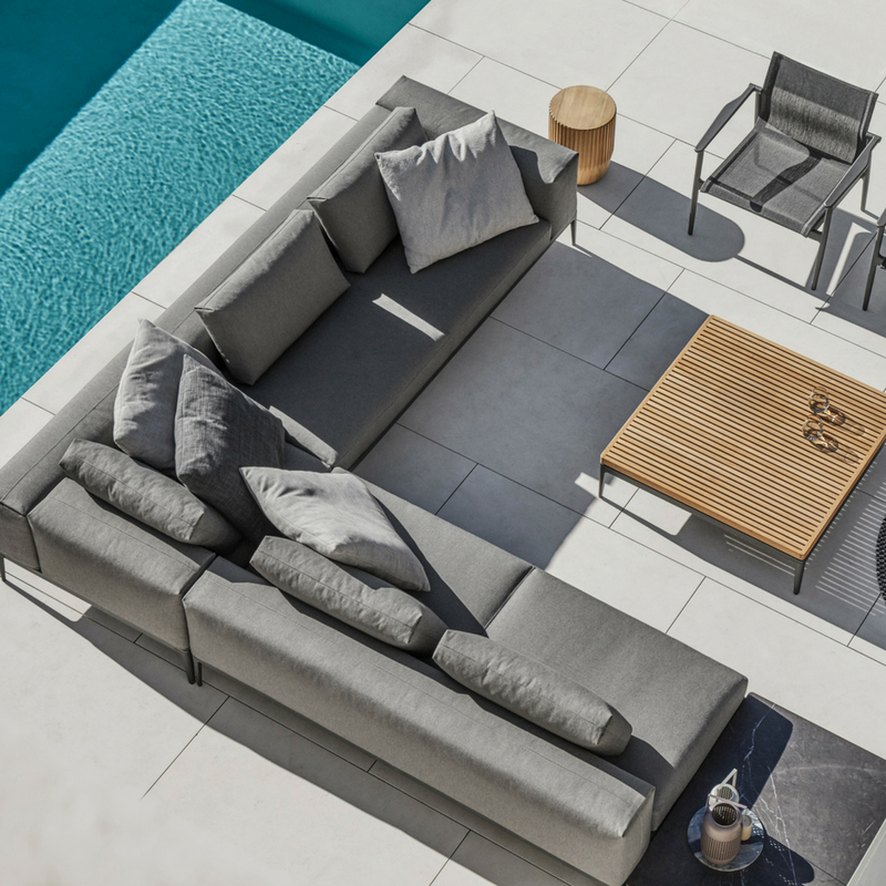 Create Year-Round Outdoor Seating with Gloster Grid Sectional + Sunbrella Fabric