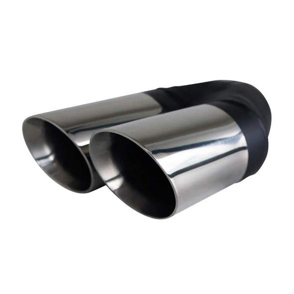 DEA Exhaust Tip Angle Cut Inner Cone 2.25" In - Dual 3" Out 9" Long RHS Stainless
