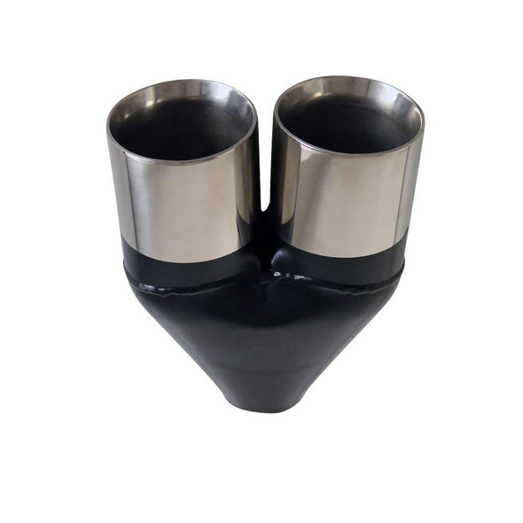 DEA Exhaust Tip Straight Cut Inner Cone 2.25" In Dual 3.5" Out 304 Stainless Steel