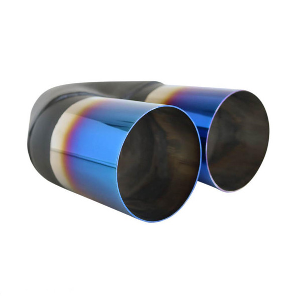 DEA Exhaust Tip Straight Cut 2.5 Inch In Dual 3.5 Inch Out 9 Inch Long Blue Flame