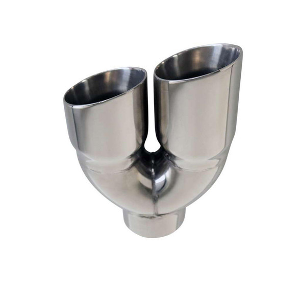 DEA Exhaust Tip Angle Inner Cone Tapered 3" In Dual 3.5" Out RHS 304 Stainless Steel