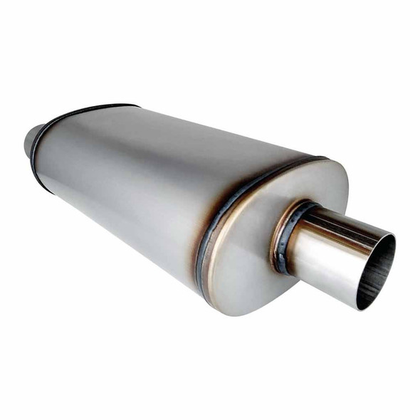 DEA 2.5" Centre Dual 8 x 5 x 14" Long Oval 409 Stainless Steel Muffler Glass Packed