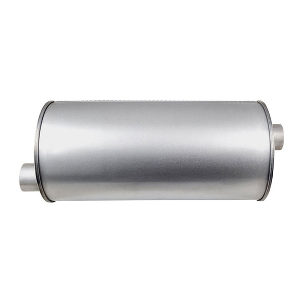 DEA 2.25" Universal Car Muffler 8" Round x 18" Long Tripleflow RH Offset/Offset