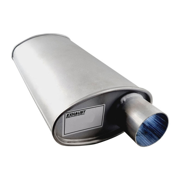 DEA 2.5" Oval Muffler Straight Through Offset Centre Aluminised Steel 8X4X16