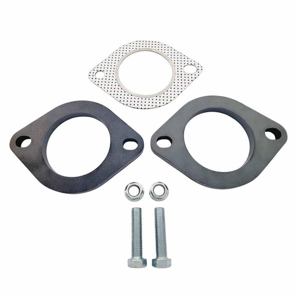 DEA Exhaust Flange Plates Elongated 2.5 Inch (63.5mm) 105mm Spacing With Gaskets And Nuts And Bolts 10mm