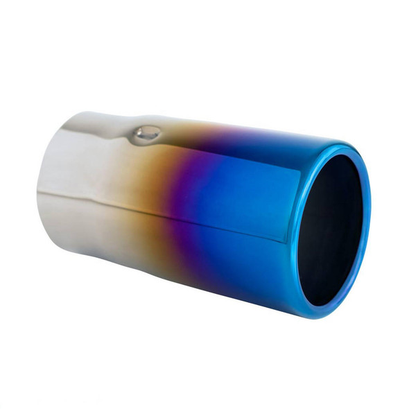 DEA Exhaust Tip Straight Cut Rolled In 2.5" In 3" Out 5" Long Blue Flame