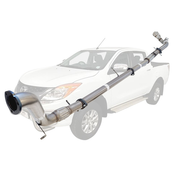 3 Inch Full Stainless Exhaust With Hotdog And Side Exit For Mazda BT50 3.2L 2011-16
