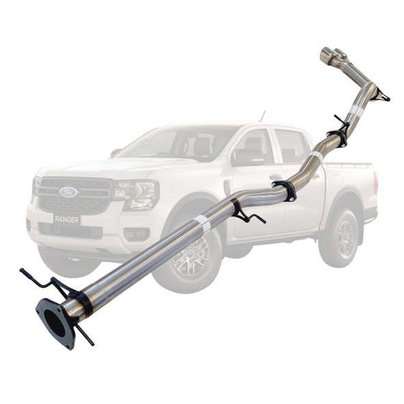 3 Inch DPF Back Stainless Steel Exhaust With Pipe Only Twin Tip Side Exit For Next Gen Ford Ranger 3L 2022 &gt; ON