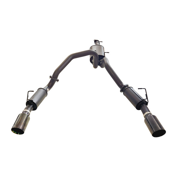 Ram 1500 DT Exhaust System - Twin 3 Inch Cat Back with 5 Inch Black Chrome Tips for Limited and Laramie