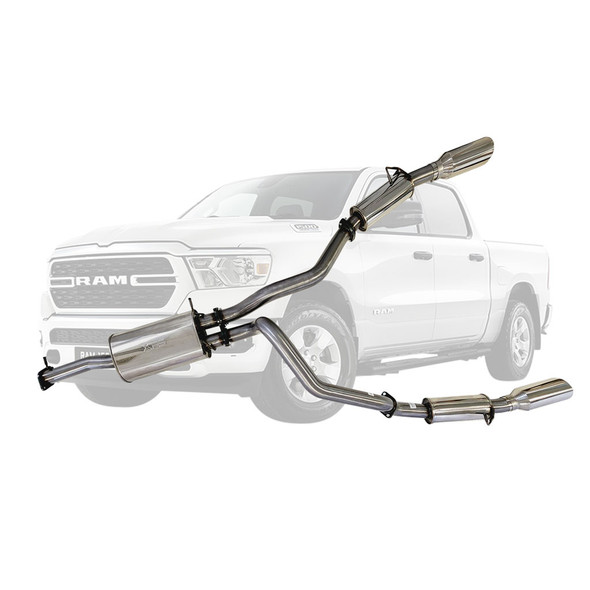 Stainless 3 Inch Cat Back Exhaust for Ram 1500 DT Limited with 5 Inch ChromeTips