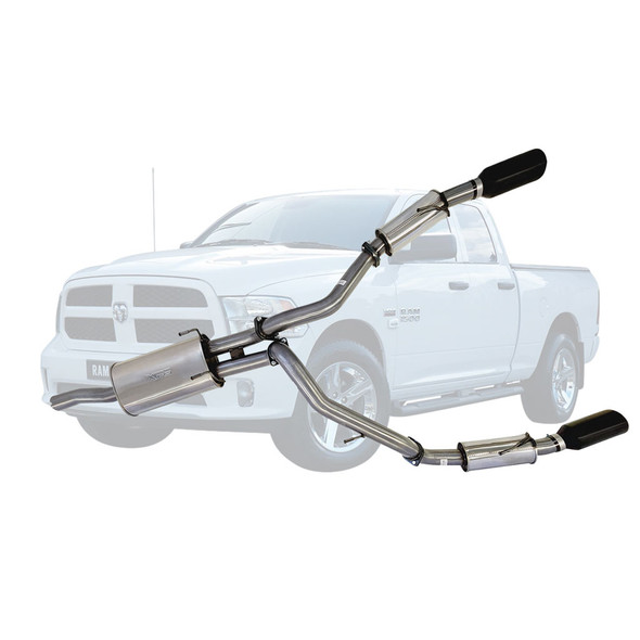 Stainless 3 Inch Cat Back Exhaust for Ram 1500 DS Classic with 5 Inch Black Tips