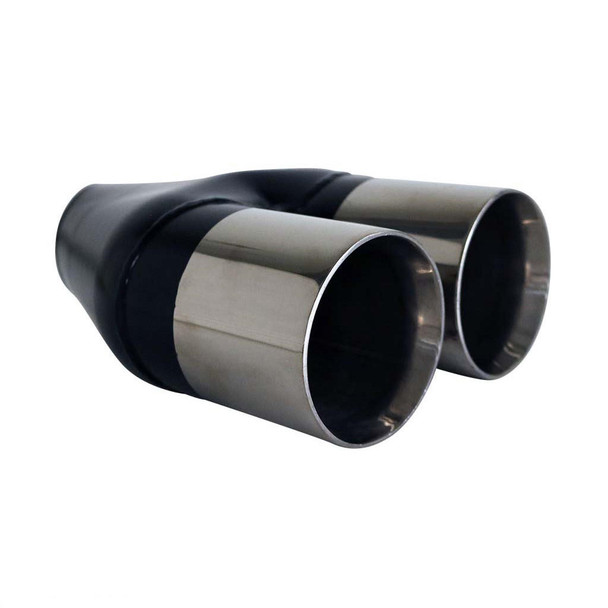 DEA Exhaust Tip Straight Cut Inner Cone 2.25" In Dual 3.5" Out 304 Stainless Steel