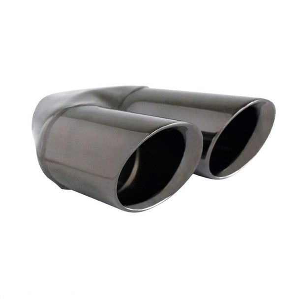 DEA Exhaust Tip Angle Cut Inner Cone 2.25" In - Twin 3" Out 9" Long LHS Black Chrome