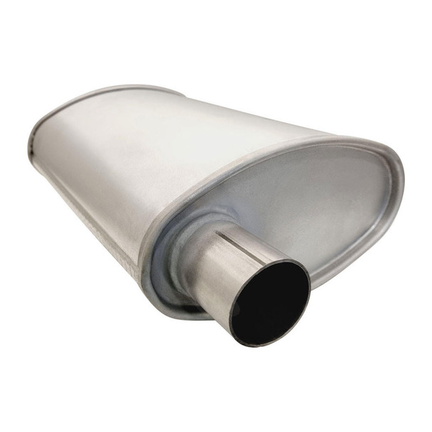 DEA 1.75" Universal Car Muffler 8" x 3.5" Oval 12" Long Tripleflow Offset/Offset