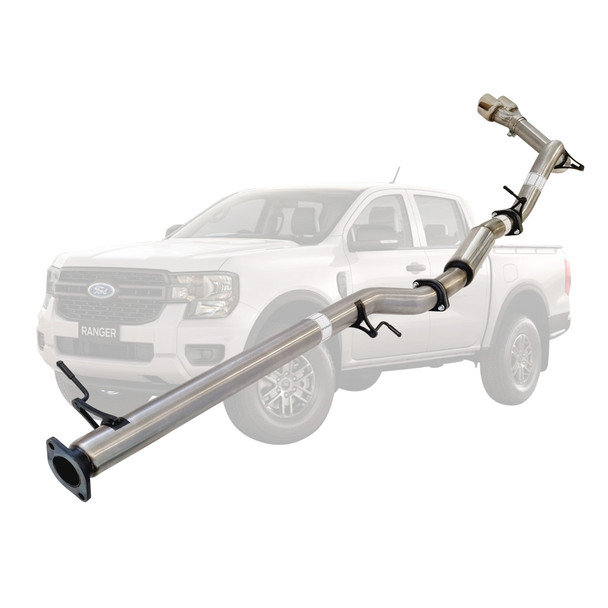 Ford Ranger Next Gen 4cyl 2L Bi-Turbo 2022 On 3" DPF Back Stainless Exhaust With Hotdog Only Twin Tip Side Exit