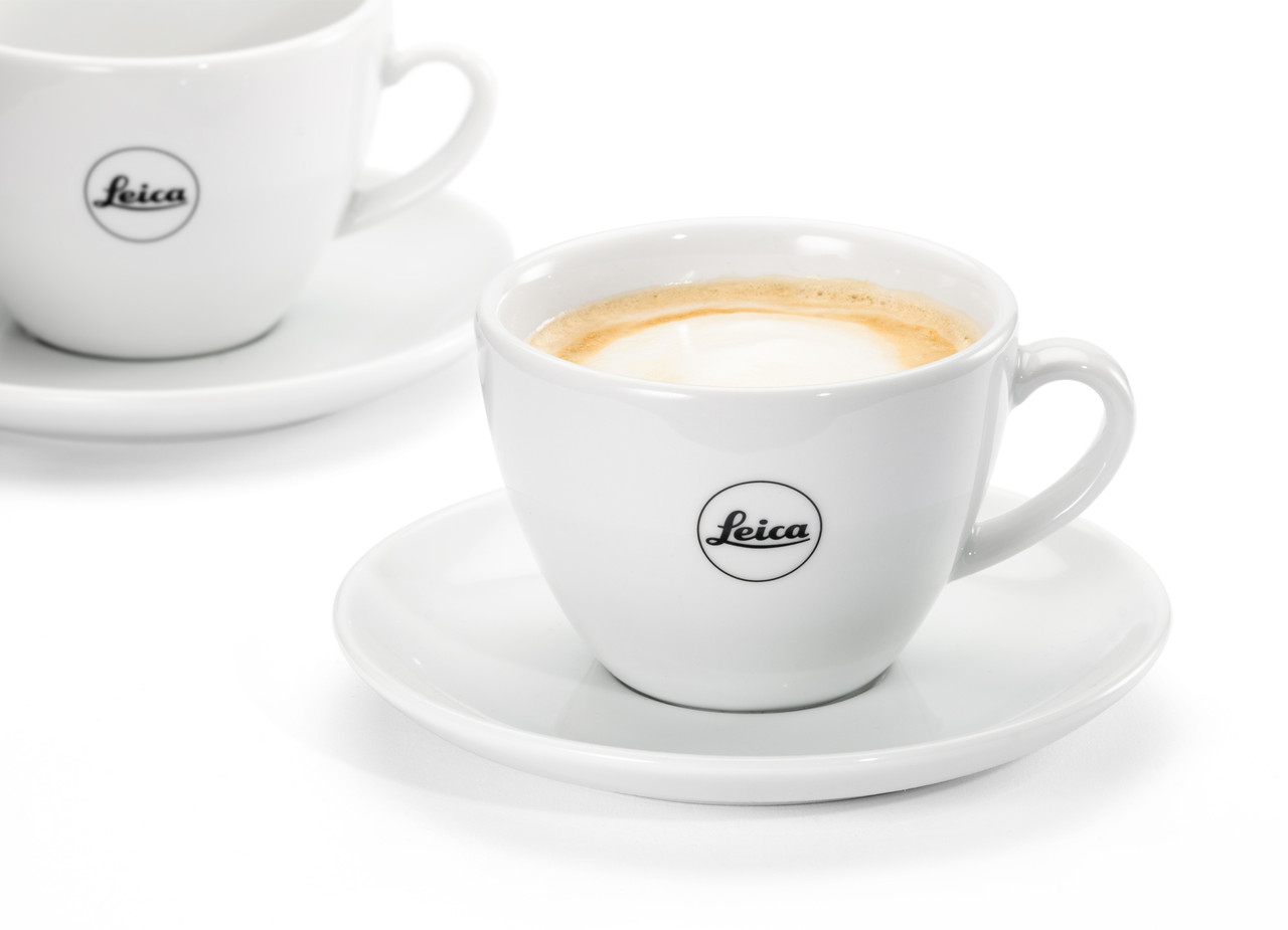 Leica Coffee Cup Set for 2, 4 Pieces, Porcelain, White