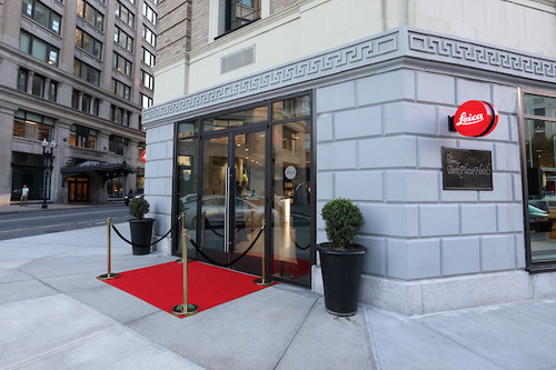 Leica Store Boston storefront with red carpet entry