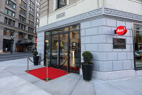 Leica Store Boston exterior with red carpet entrance
