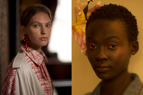 Two contrasting studio portraits exploring skin tone, expression, and natural light