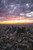 Sunset aerial view of downtown Los Angeles skyline
