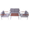 EgyBeit Santorini Garden Set (Sofa 2 Seats + 2 Chairs + Table) Aluminum/Wood