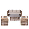 EgyBeit Roma Garden Set (Sofa 3 Seats + 2 Chairs + Table) Rattan