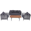 EgyBeit Paris Garden Set (Sofa 3 Seats + 2 Chairs + Table) Ropes - S-6