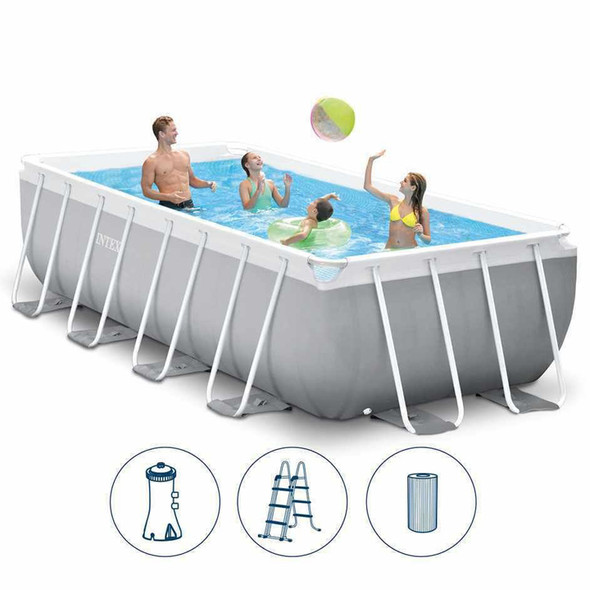 Intex Swimming Pool - Prism Rectangular Ultra Frame Pool Set 4x2x1 Gray