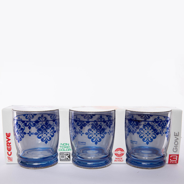 Giove set of 3 glass blue 340ml 