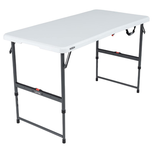 Lifetime Folding Table Portable 122cm 4 Level White Granite Metal/Polyethylene